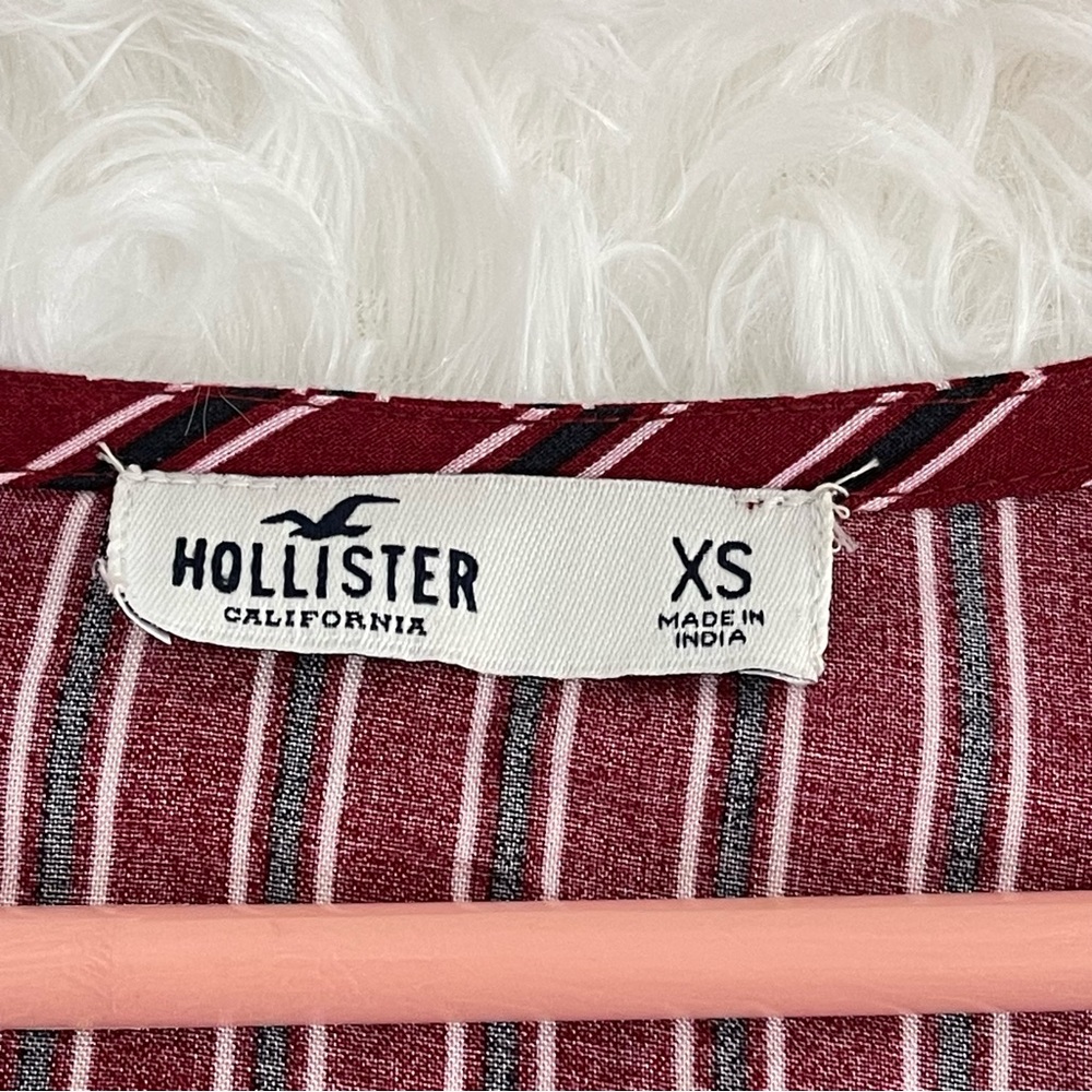 Hollister pants jumper burgundy with black and white stripes size XS - Picture 5 of 5